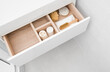 Open cosmetic and make up drawer organizer top view