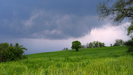 very stormy skies in the countryside