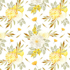 Wall Mural - elegant seamless pattern with chamomile and yellow flowers