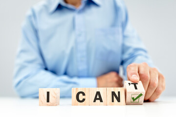 Wall Mural - I can do it businessman motivation concept change from can't