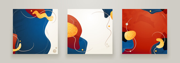 Wall Mural - set of creative minimalist hand drawn abstract background. modern abstract shapes in contemporary st
