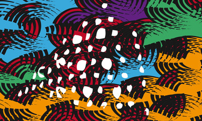  Avant-garde art. Geometric abstract background. Various circles, lines, polka dot. Contemporary trendy vector illustration. Pattern, Wallpaper