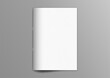 © superimages - A4 Brochure magazine white back cover mockup on grey background, pinned book, flat lay, add your design