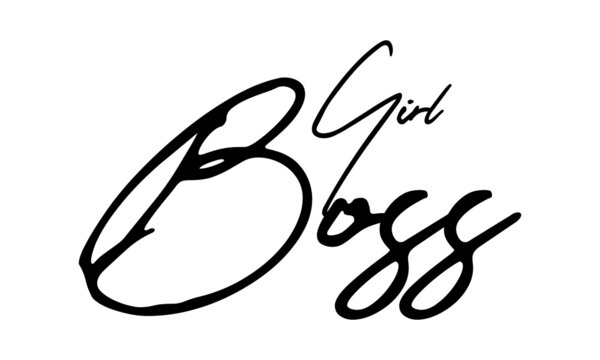 Girl Boss Handwritten Font Calligraphy Black Color Text 
on White Background