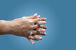 closeup of female hand hygiene with soap and interlaced fingers