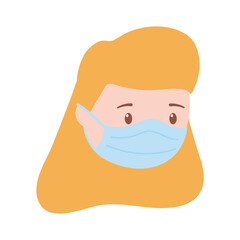 Canvas Print - girl face with medical mask, coronavirus covid 19 pandemic isolated icon design white background