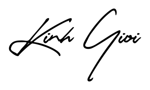 Kinh Gioi Handwritten Font Calligraphy Black Color Text 
on White Background