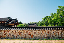 Korean Traditional House At Wolmi Park Traditional Garden In Incheon, Korea