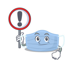 Sticker - A cartoon icon of surgical mask with a exclamation sign board