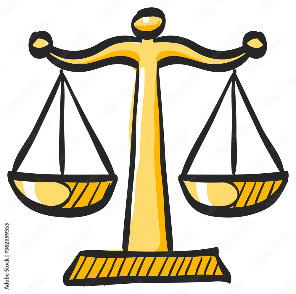Justice scale icon in color drawing. Law litigation measurement balance  Stock Vector | Adobe Stock, image size:1000x994