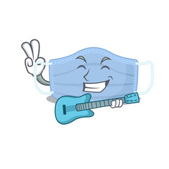 Sticker - brilliant musician of surgical mask cartoon design playing music with a guitar