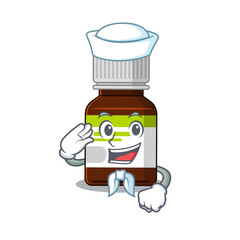 Sticker - Smiley sailor cartoon character of antibiotic bottle wearing white hat and tie