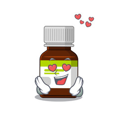 Wall Mural - Romantic antibiotic bottle cartoon character has a falling in love eyes