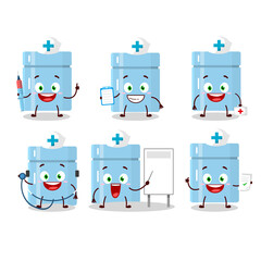 Wall Mural - Doctor profession emoticon with fridge cartoon character