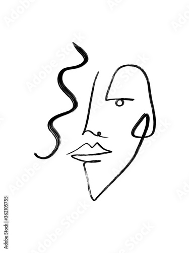 Dekoracja na wymiar  streszczenie-linia-ciagla-twarz-wspolczesny-rysunek-w-nowoczesnym-stylu-kubizmu-portret-kobiety