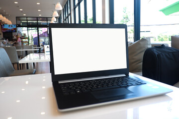 Fototapete - Cropped shot view of the labtop with blank copy space screen for your information content or text message.