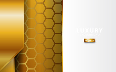 Wall Mural - Abstract 3d background with gold paper layers. Vector geometric illustration shapes texture with golden glittering. Graphic design element. Elegant decoration
