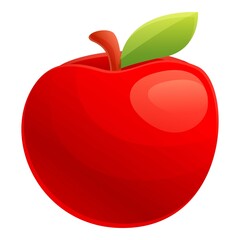 Poster - Red eco apple icon. Cartoon of red eco apple vector icon for web design isolated on white background