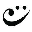 Funny vector smile icon of rotated bass clef