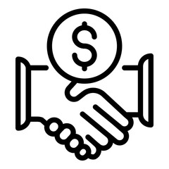 Poster - Broker money handshake icon. Outline broker money handshake vector icon for web design isolated on white background