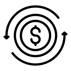 Poster - Money coins converter icon. Outline money coins converter vector icon for web design isolated on white background