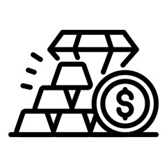Poster - Gold bars money icon. Outline gold bars money vector icon for web design isolated on white background