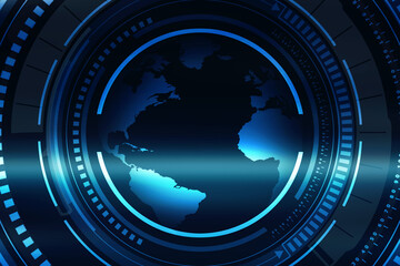 Fototapete - 2d illustration world map abstract background