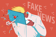 Vector Illustration Of Spreading Fake News On The Internet