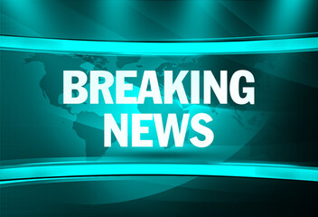 Poster - Media News Background in Green and Blue Wallpaper Studio style. Press release backdrop and abstract news casting wallpaper.