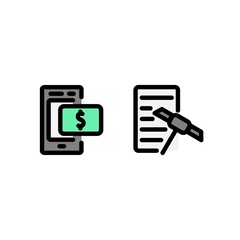 Poster - mobile banking and document mining icon, finance technology icon. perfect for logo, website, application and presentation. icon design filled line style