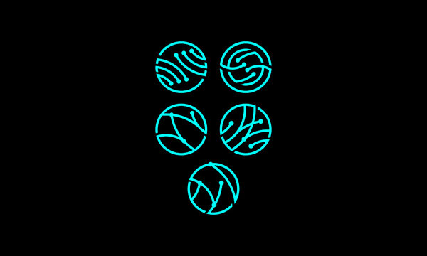 circle line art technology logo icon vector symbol