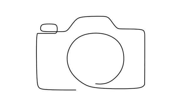 Continuous one line drawing of a digital camera, Vector illustration, symbol 