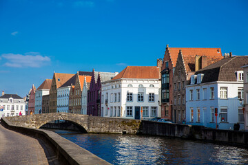 Wall Mural - Canals of the historical and beautiful Bruges town in Belgium