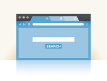 Internet Browser Window With Search Web Site (Google, Bing, Yahoo, Yandex Etc.) Webpage And Space For You Text In Empty Search Box. Idea - Internet Search, Online Shopping.
