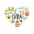 © danceyourlife - Tourist poster with famous destinations and landmarks of Cuba. Explore Cuba concept image.
