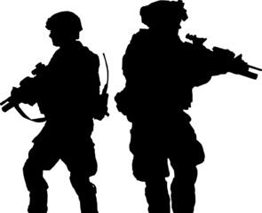 Military soldiers  / silhouette vector