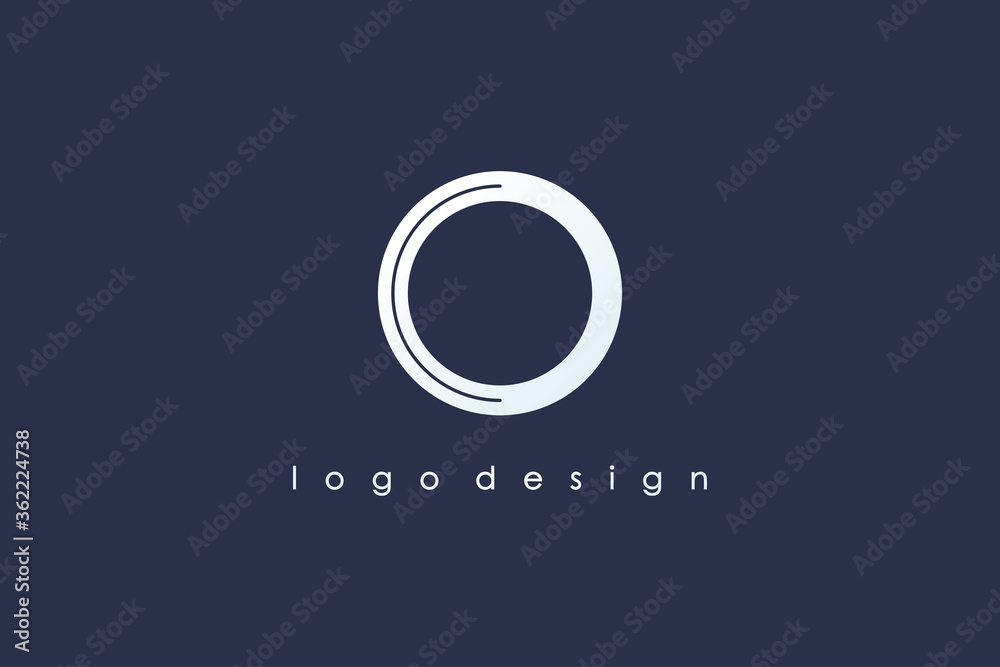 Abstract Initial Letter O Logo. White Shape Circle Line Style isolated on Blue Background. Usable for Business and Branding Logos. Flat Vector Logo Design Template Element. - obrazy, fototapety, plakaty 
