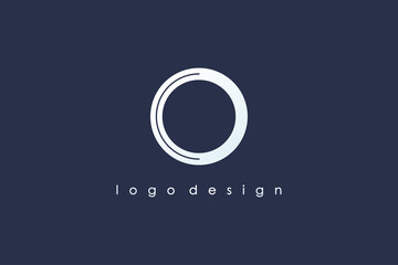Leinwandbilder - Abstract Initial Letter O Logo. White Shape Circle Line Style isolated on Blue Background. Usable for Business and Branding Logos. Flat Vector Logo Design Template Element.