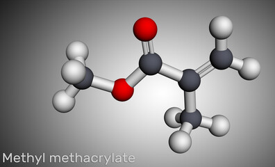 Wall Mural - Methyl methacrylate, MMA molecule. It is methyl ester of methacrylic acid, is monomer  for the production of poly(methyl methacrylate). Molecular model