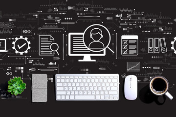 Document management system concept with a computer keyboard and a mouse