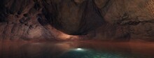 Underground Lake, Cave, 3D Rendering