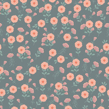 Seamless Gorgeous Pattern In Small-scale Cute Flowers Of Petunias. Millefleurs. Floral Background For Textile, Wallpaper, Pattern Fills, Covers, Surface, Print, Gift Wrap, Scrapbooking, Decoupage.
