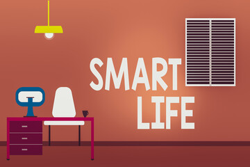 Poster - word writing text smart life. business photo showcasing technology that works to make living enjoyab