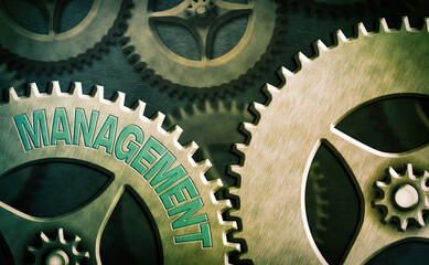 Poster - Text sign showing Management. Business photo text the authoritative act of directing or controlling things System administrator control, gear configuration settings tools concept