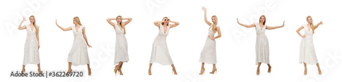 Fotomural Woman in dress in fashion dress isolated on white