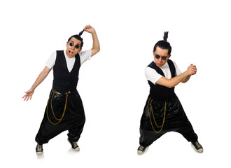 Sticker - Funny young man dancing isolated on white