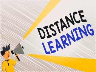 Poster - word writing text distance learning. business photo showcasing educational lectures broadcasted over