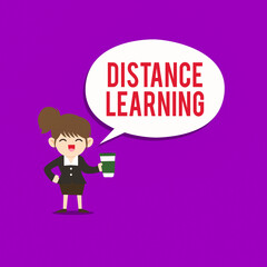 Poster - text sign showing distance learning. business photo text educational lectures broadcasted over the i