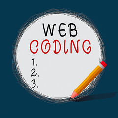 Fototapete - Conceptual hand writing showing Web Coding. Concept meaning a system of symbols and rules used to represent instructions Scribbling of circular lines Using Pencil White Solid Circle