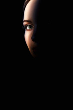 Beautiful Woman Eye, Looking From The Dark